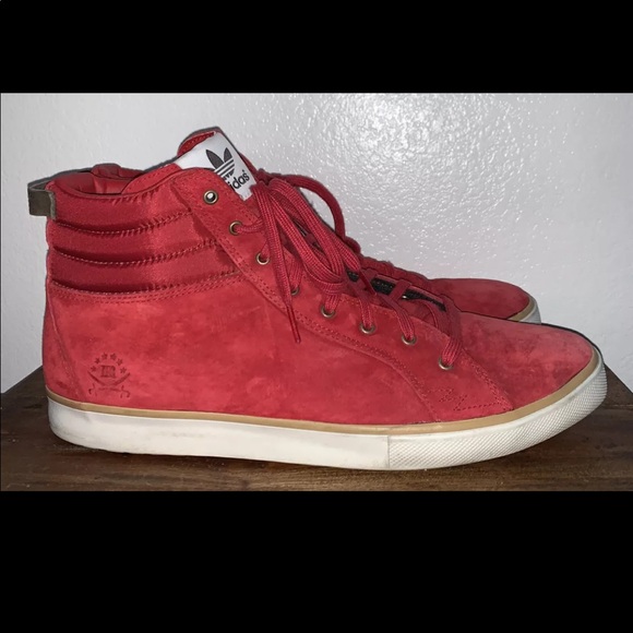 Adidas x Ransom Red Suede High Top Shoes 12 - Picture 2 of 11